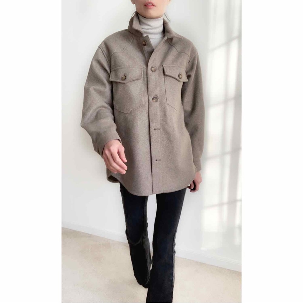 SOFT CASHMERE LIKE SHACKET - FAWN - Picture 2 of 13
